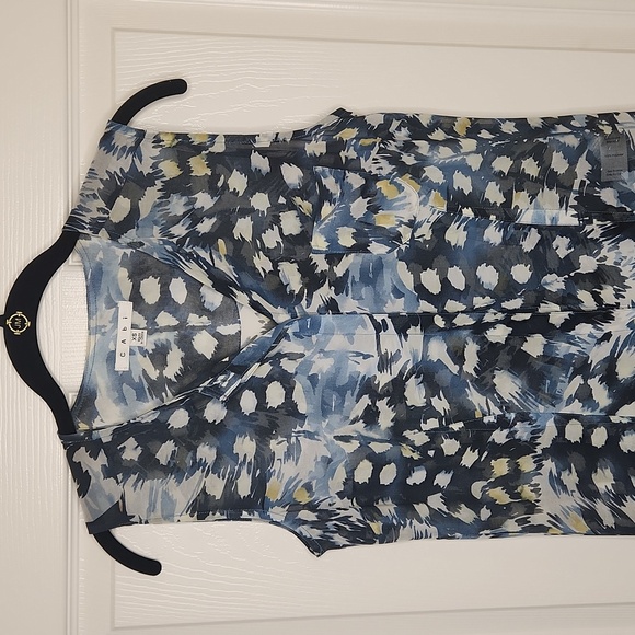 Cabi Women's Blue/White DappledDot Floral Semi Sheer Sleeveless TunicTop Size XS - Picture 2 of 12